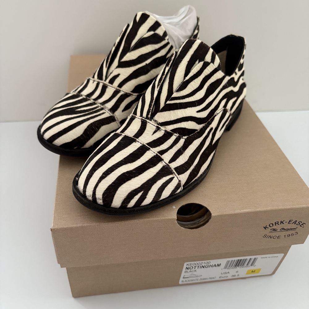 Kork-Ease Zebra Print Shoes Size 6